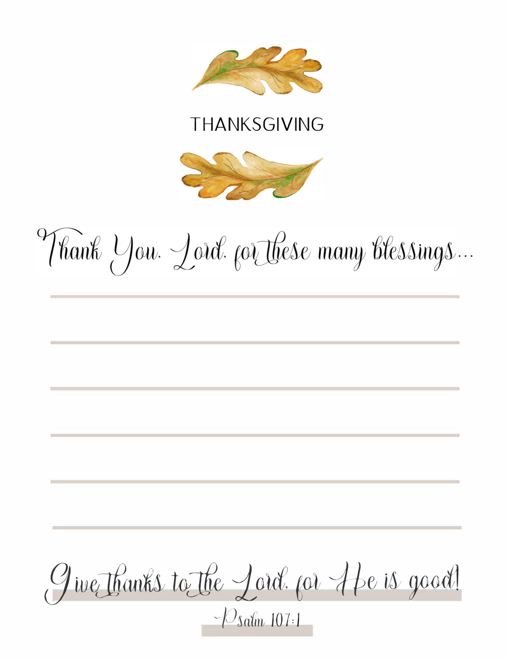 Thanksgiving Blessings (Printable)
