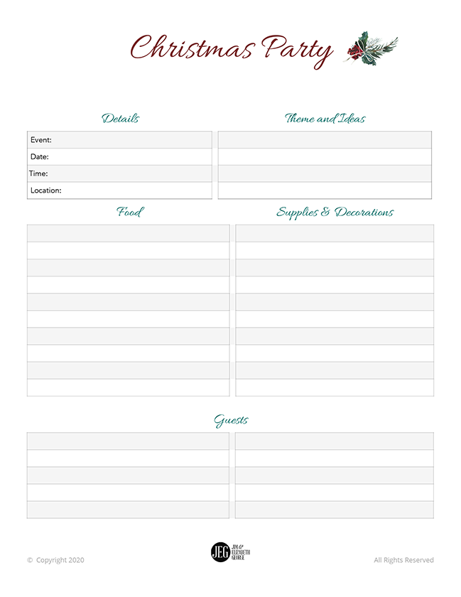 Christmas Party Planner (Printable)