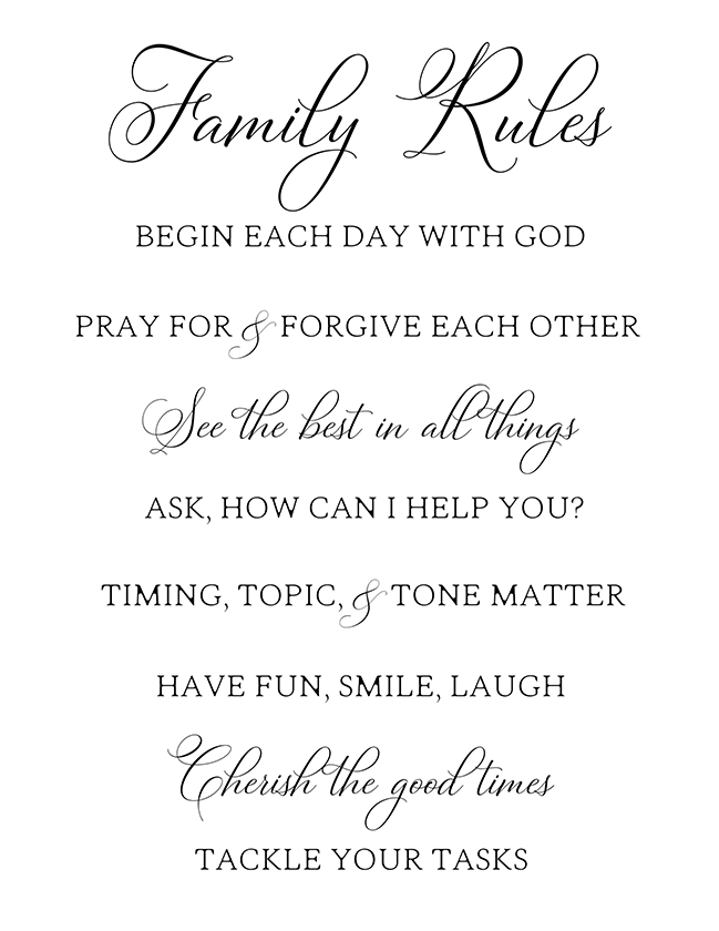 Family Rules Printable PDF