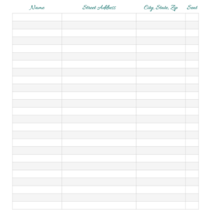 Christmas Card List (Printable)
