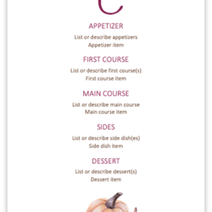 Thanksgiving Menu (Printable)