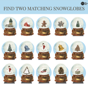 Christmas and Advent Children's Game Set - Matching Snow Globes (Printable)