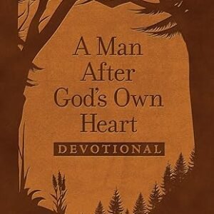 Cover of A Man After God's Own Heart devotional by Jim George, featuring a tree silhouette on an orange-brown background.