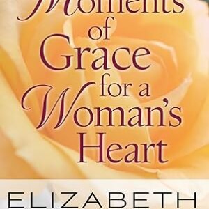 Book cover with a soft yellow rose background and cursive title 'Moments of Grace for a Woman's Heart' by Elizabeth George.