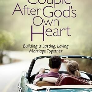 Book cover for 'A Couple After God's Own Heart' by Jim & Elizabeth George; a couple sits in a convertible with a soft, sunlit background.