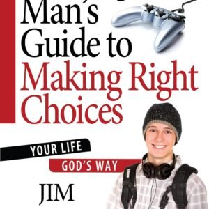 Book cover for 'A Young Man's Guide to Making Right Choices' featuring a silver game controller and a smiling teen in a plaid shirt with backpack and headphones.